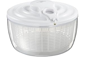 ‎KÜCHENPROFI Küchenprofi Salatschleuder WAVE, Salat Handschleuder mit Seilzug, Salatschüssel mit Deckel und Korb, Zerlegbar für einfache Reinigung, Hochwertiger Kunststoff, Inhalt 3,25 L, Ø 24 cm, Weiß