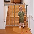 Babelio 34" Extra Tall Baby/Dog Gate with No Threshold Design Walk Thru Door, 26-43" Auto Close Safety Gate for Babies, Elders and Pets, Fits Doorways, Stairs, and Entryways, Grey