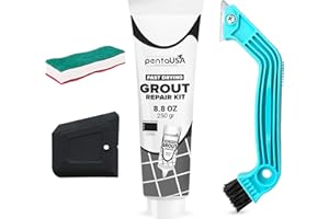 PentaUSA Grout - Black Ready Mixed Tile Grout with Sponge, Grout Rake and Grout Floater, Grout Reviver for Bathroom, Kitchen, Floor Tiles - 250 gr Bundle Set