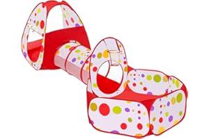 MAIKEHIGH soft play Indoor/Outdoor Play Tunnel and Play Tent Cubby-Tube-Teepee 3 In 1 Playground Gifts for Children Baby Girls Boys Kids Toys (BALLS NOT INCLUDED)