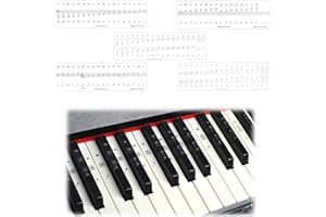 HUGFADS Complete Set of Piano and Keyboard Music Stickers for 49, 61, 76, 88 Keys Including Piano School, Piano Sticker for Black and White Keys with German Instructions