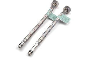 Xcel Home 2 conectores flexibles M10 x 1/2 | 10 longitudes | Par de BSP monomando monobloc de cocina / lavabo | Tubos flexibles de acero inoxidable trenzado (200 mm)