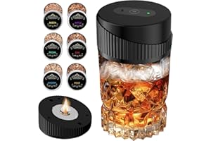 ANBEISTEE Kit di Fumo di Whisky Elettrico Portatile - Kit di Fumo di Cocktail Multifunzionale Ricaricabile con 6 Truciole di Legno (Senza Butano) - Accendino Incorporato