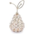 TOLIDA Sparkly Crystal Pear Fruit Ornament Artificial Fruit Sculpture Figurine Centerpiece Decor for Home Dining Table, Wedding/Birthday Party (Pear, Gold)