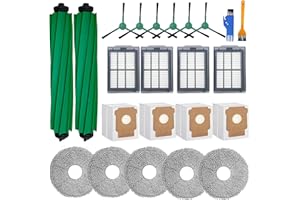 ODASHEN 23 piezas de Accesorios para iRobot Roomba Plus 505/405 Combo, 2 Cepillos Principales, 6 Cepillos Laterales, 4 Filtros, 5 Paños Mopa, 4 Bolsas de Polvo, 2 Cepillo Limpieza