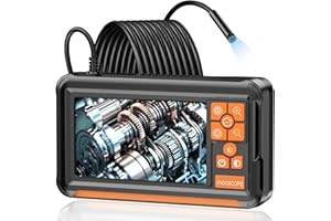 Dcotivyz Caméra Endoscopique, 1080P HD Ecran IPS 4.3 Pouces Endoscope avec Smart-Chip, Zoom 2X, IP67 Camera Inspection Canalisation à Étanche IPS de 4.3 Pouces, Câble Semi-Rigide de 2M