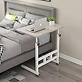 Toshionics Upgraded Metal Base Adjustable Movable Desktop Computer Mobile Laptop Desk Home And Office Desks For Work and Study Moveable Portable Coffee Overbed Tray Bedside Sofa Table (Maple)