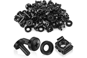 Poeland 20 Pack M6 x 16mm Rack Mount Cage Nuts, Screws and Washers for Server Racks, Audio Rack Cabinet, Routers and Shelves (Black)
