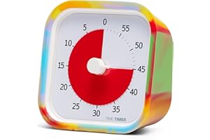 TIME TIMER Mod Tie Dye - Wizualny timer do nauki dzieci, zegar do nauki, narzędzie do nauki w domu i spotkania cicha praca TTM9-TYDY-W 9 x 5 x 9 cm