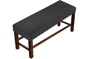SANKECAAO Dining Bench Cover, Upholstered Bench Slipcover Stretch Dining Room Bench Covers Jacquard Bench Seat Cushion Slipcovers Nonslip Bench Seat Protector Cover for Bedroom -black-51-59in(130-150cm)