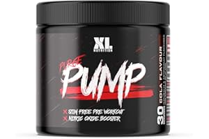 XL Nutrition Purge Pump | Stim Free Pre Workout | Nitric Oxide Booster | Increase in Blood Flow | 300 Grams | 30 Servings (Cola)