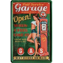 Retro Blechschild Route 66 Gas Station - 20x30 Cm, Metall, Vintage Design, Geschenk Für USA-Fans