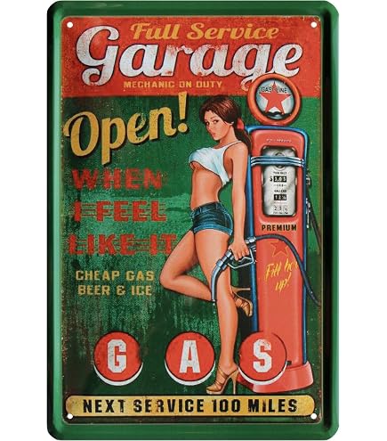 Retro Blechschild 'Pin Up Girl Motorcycle' – 20x30 Cm, Witziger Garagenspruch, Geschenk Für Biker
