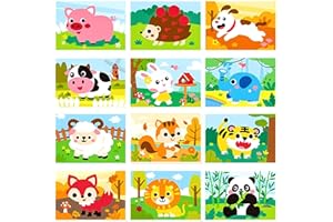 Barlone 12 Stück Moosgummi Mosaik Klebebilder Bastelset für Kinder-Tier Sticker, 3D EVA Schaum Aufkleber, Selbstklebendes Kreativset als Geschenk oder für Kindergeburtstag