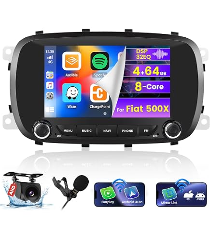 Autoradio Android 7" Pour Fiat 500 2007-2015 - CarPlay & Android Auto Sans Fil, GPS, Bluetooth, Caméra - 8 Cœurs - 12