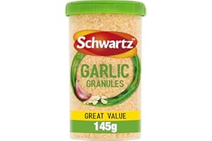 Schwartz Garlic Granules Drum 145 G | Ground from Whole Dried Cloves | Full-bodied Flavour and Aroma | Rich & Flavourful Taste | Perfect for Bolognese, Pasta Sauces, Pizza & Stir Fry