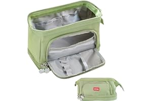 EXTFANS Pencil Case for Students, Large Capacity Adult Pencil Pouch Office Organizer, Simple Durable Multifunctional Pencil Bag for Boys,Girls, Green