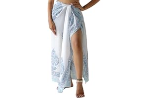 THE ART BOX Pareo 100% algodón para mujer, traje de baño indio con estampado de bloques de mano, falda envolvente, falda envolvente para bikini de playa, largo (73 x 43 pulgadas)
