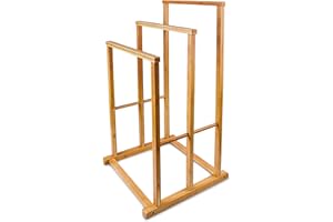 Relaxdays Porte-Serviettes sur pied support 3 Barres HxlxP : 82,5 x 42 x 42,5 cm en bambou salle de bain serviteur de chambre, nature