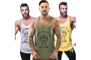 MUSCLE GYM Vests for Men UK, Stringer Racer Back Vests Gym Tops for Mens, Tank Top Bodybuilding Training Running Workout Summer Beach Wear Activewear Sleeveless Clothes