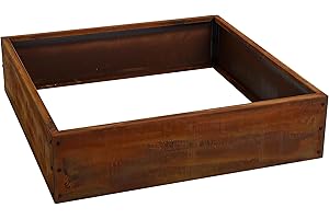 ‎ESTEXO ESTEXO Beeteinfassung Beetumrandung Edelrost Hochbeet Rost Cortenstahl Umrandung Rahmen Pflanzbeet Pflanzkasten Blumenkasten (100x100x25 cm)