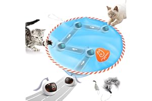 Migipaws Jouet Balle Interactive pour Chat, Traqueur Amusant, Balle de Poursuite Lumineuse avec Pochette MystiChaser, Queue Duveteuse, Une Petite Souris