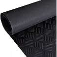 Nisorpa Rubber Floor Matting Roll,5 Bar Rubber Matting 1m x 5m Heavy-Duty Garage Non Slip Mats 3mm Thick SBR Rubber Mat Roll for Shed, Gym, Garage & Workshop