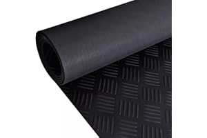 Nisorpa Rubber Floor Matting Roll, 5 Bar Garage Flooring Matting 1m x 5m, 3mm Thick Heavy Duty Non Slip SBR Rubber Garage Mats Roll for Shed, Gym, Garage & Workshop