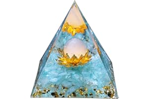 Mlysnd Piramide Orgonita, Orgonita, PiráMide de Cristal de Resina PiráMide de Cristal con Incrustaciones de Flor de Capuchina para DecoracióN de Escritorio del Hogar(Estilo 2)