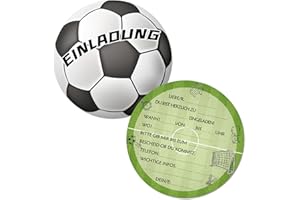 Werfunee - 12er Einladungskarten Kindergeburtstag Junge - 15 x 15 cm Fussball Einladungskarten Geburtstag - Einladung Kindergeburtstag Junge - Geburtstagseinladungen Junge