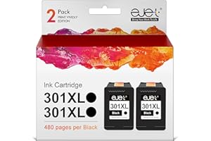 ‎EJET ejet 301XL 301 XL Druckerpatronen Kompatibel für HP 301 XL 301XL Patronen für HP Deskjet 1000 1050 1510 2050 2050A 2540 3050 Officejet 2620 2622 4630 4632 Envy 4500 5530 (2er-Pack Schwarz)