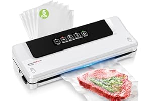Bonsenkitchen Machine Sous Vide Alimentaire - Appareil de Mise Sous Vide pour La Cuisson Sous Vide et La Conservation des Aliments Frais, Y 5 Compris Les Sacs Sous Vide