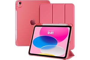 TiMOVO Funda para iPad (A16) 11ª Generación 2025 11 Pulgadas/iPad 10ª Generación 2022 10,9 Pulgadas para Lápiz, Funda con Parte Trasera Translúcida, Auto Activación/Reposo, Rojo Sandía