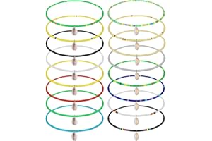 KINBOM 16pcs Bracelets de Cheville Perle Faits à la Main avec Breloque Coquillage, Coloré Élastiques Bracelets Bohèmes Bracelet de Cheville Bohème en Perles Bijoux pour Femmes Filles