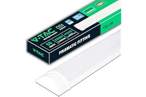V-TAC Réglette LED Linéaire 150 cm - 50W - Chip Samsung - Haute Luminosité - Plafonnier Lampe Rectangulaire 6000 Lumen IP20 pour Plafond, Garage, Magasin - Tube Led - Lumière 4000K Blanc Neutre