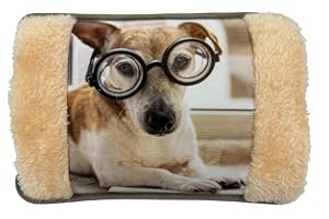 VITBEL Borsa Acqua Calda Elettrica 500W con Morbida Fodera in Peluche, Temperatura Max 75°C, Ideale come Scaldamani e Scaldapiedi, per Alleviare Dolori Muscolari, Dorsali e Mestruali(Bianco-Cane)