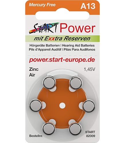START Hörgerätebatterien Typ A10 - 60 Stück, 1.45V, Zink-Luft Technologie, PR70