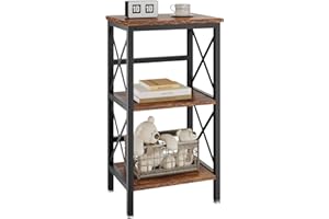 YMYNY Libreria, Scaffale a 3 Ripiani, Scaffale per piante, Scaffale per Microonde, per Bagno, Cucina, Ufficio, Studio, Stile Industriale, Camera da Letto 40×29×75CM Marrone Vintage HST008H