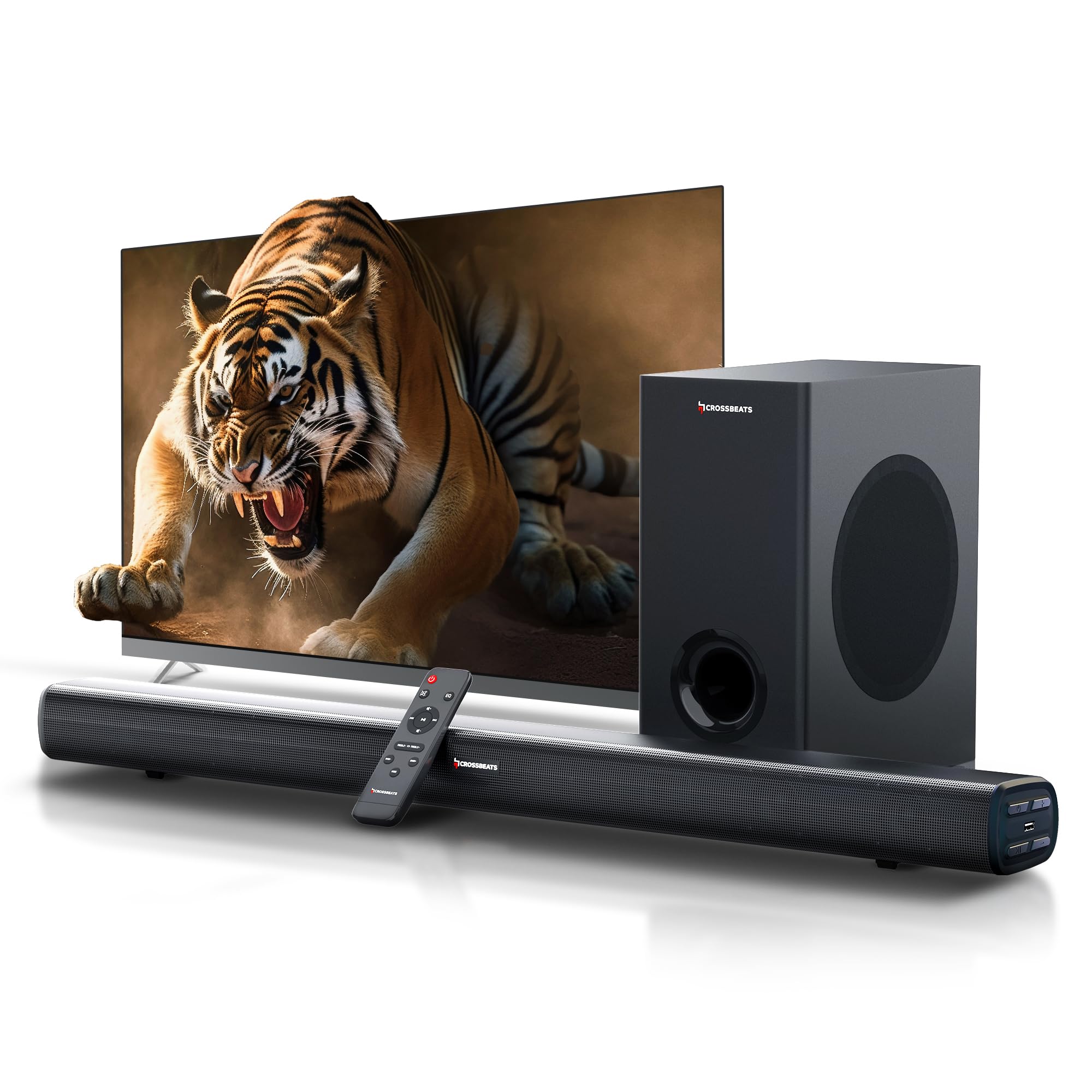 CrossBeats Blaze B600 Max 2.1 Home Theatre 325W Sound bar for TV with subwoofer| Remote Control | Bluetooth Speaker with Bass| Soundbar 3 EQ Modes, HDMI Arc, USB Optical & Aux| Music System for Home