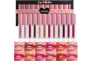 Dulele 12 Colors Watery Liquid Lipstick Set, Moisturizing Hydrating and Nourishing Colored Lip Gloss, High Pigment Lip Tint Stain with Gift Box