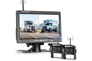 Hodozzy Kit 2 Telecamera Digitale di Retromarcia Senza Fili, 7 Pollici Monitor HD 1080P con 2 Telecamere, Visione Notturna Impermeabile, Telecamera Posteriore Wireless Auto per Furgoni/Camion/Camper
