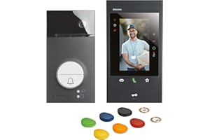 BTICINO, Flex‘ONE-Set Classe 300EOS with Netatmo in Schwarz & Linea 3000 in Schwarz, smarte Wi-Fi-Video-Innenstelle mit integrierter Alexa, 5"-Touchscreen, App Home+Security, 2-Draht-Technik, 363926