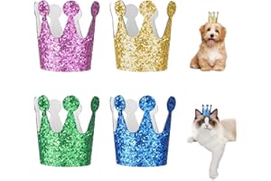 Kinretixia 4 Stück kleine Hundegeburtstagshüte, Katzengeburtstagshüte, verstellbare Hundegeburtstagspartyhüte für Katzen, Hunde, Haustier-Geburtstagsparty-Zubehör