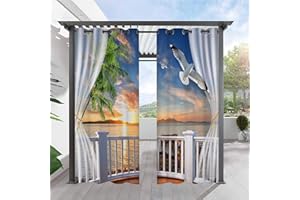 Heavyoff Rideau Exterieur Terrasse, Imperméable Isolant Thermique Rideau Occultant pour Pergola, Cabanon Jardin Exterieur, Gazebo, 2 pièces, Style 16, 177x213cm