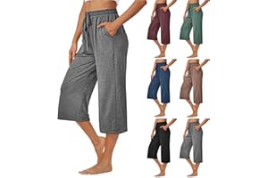 luoluoluo Women's Capri Cropped Trousers UK Clearance Drawstring High Waist Capris Ladies 3/4 Length Pants Jogging Exercise Running Sweatpants Workout Tracksuit Bottoms Casual Trouser with Pockets