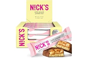 N!CK'S NICKS Barrette proteiche Salty Peanut, 15 g di proteine, 203 calorie, low carb barretta proteica keto senza zucchero aggiunti, senza glutine (12 protein bars x 50 g)