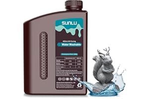 SUNLU Wasser Waschbares 3D Drucker Resin,2kg 405nm UV Schnell Härtend 3D Harz,für 2K 4K 8K LCD DLP SLA Resin 3D Drucker, Kein Alkohol Erforderlich, Hohe Präzision 3D Harz 2000g, Dunkel Grau