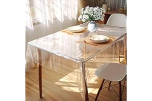 ‎DIKARIYA DIKARIYA Durchsichtige Tischdecke Abwaschbar, 140x180cm Tischfolie Durchsichtig PVC 0.13mm Stark Tischdecke Transparent Plastik Klarsichtfolie Wasserdicht Fettdicht Tischschutzfolie für Weihnachten