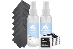 Flintronic 2-pack glasögonrengöringsspray med 120 ml, 6 st linsrengöringsdukar, 10 st djupa och mjuka glasögonrengöringsdukar