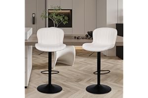 YERAIRR Bar Stools Set of 2, Modern Swivel Bar Chairs, PU Leather Height Adjustable Barstools with Backrest and Footrest, Easy Assembly Island Chairs for Bar, Kitchen, Dining Room, Beige